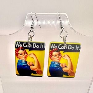 We Can Do It! Earrings - Rosie The Riveter Earrings - Girl Power Earrings